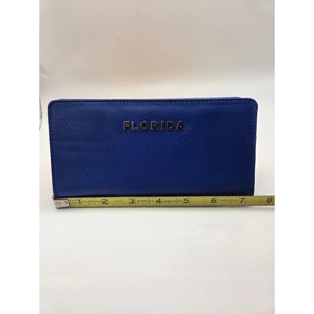 Sandol Florida Gators Royal Blue Pebbled Vegan Leather Continental Wallet NEW